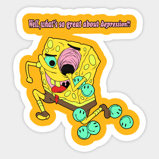 sentient sponge has critical thought Sticker by Moon Toboggan